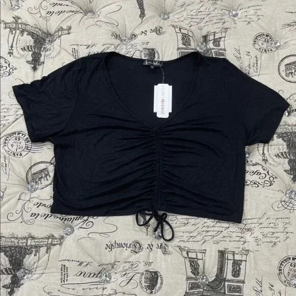 Curvy Sense Drawstring Crop Top - Picture 2 of 8